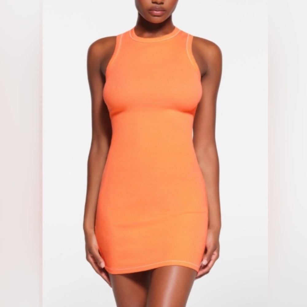 SKIMS Cotton Rib Dress  Apricot NWT Large